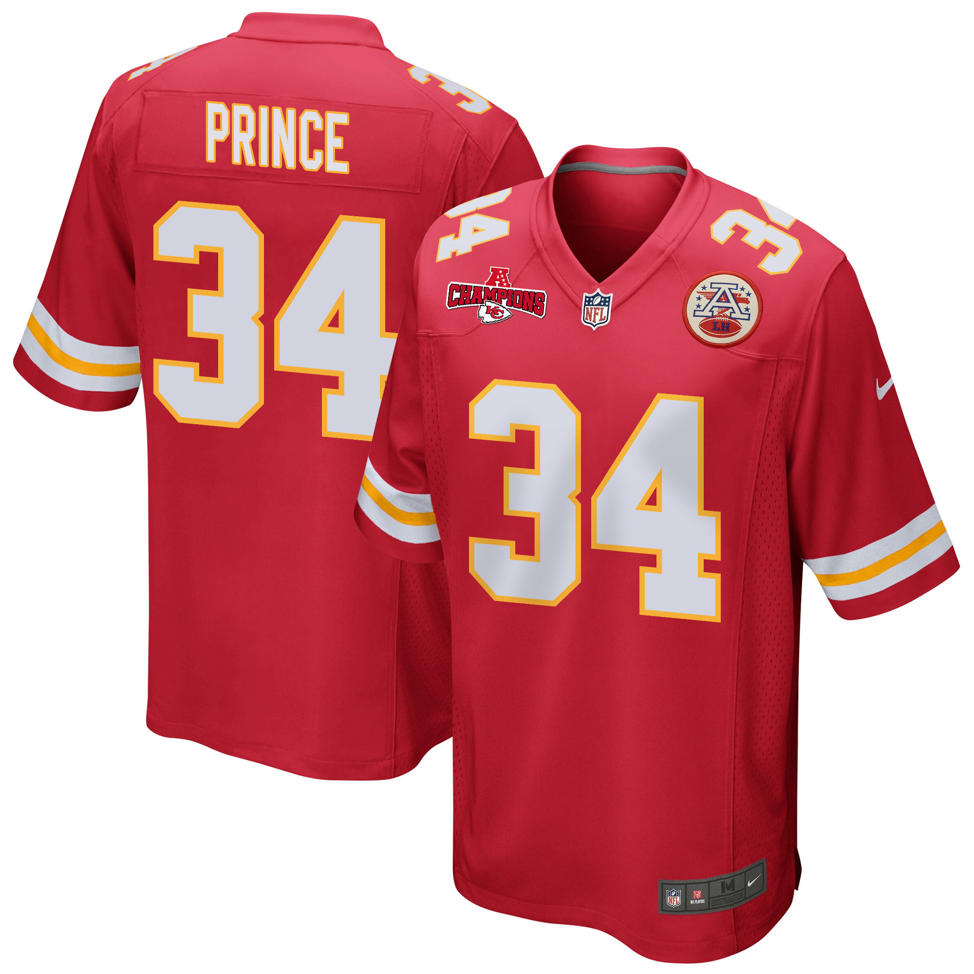 Deneric Prince 34 Kansas City Chiefs Afc Champions Patch Game Men Jersey - Red Js9583