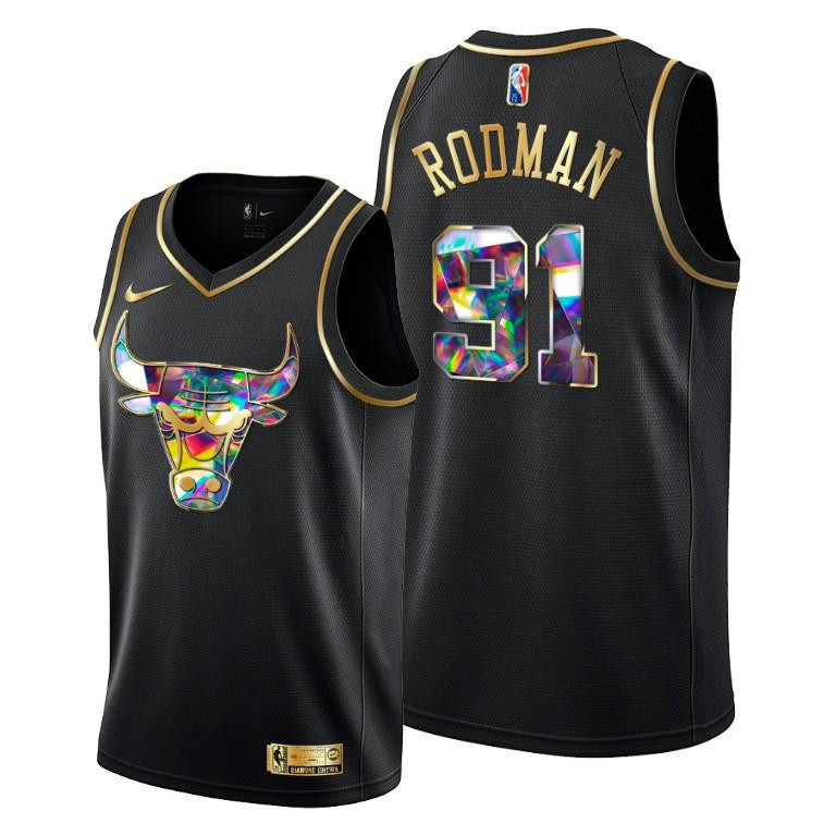 Dennis Rodman 91 Chicago Bulls 75th Anniversary Team Black Jersey - Men