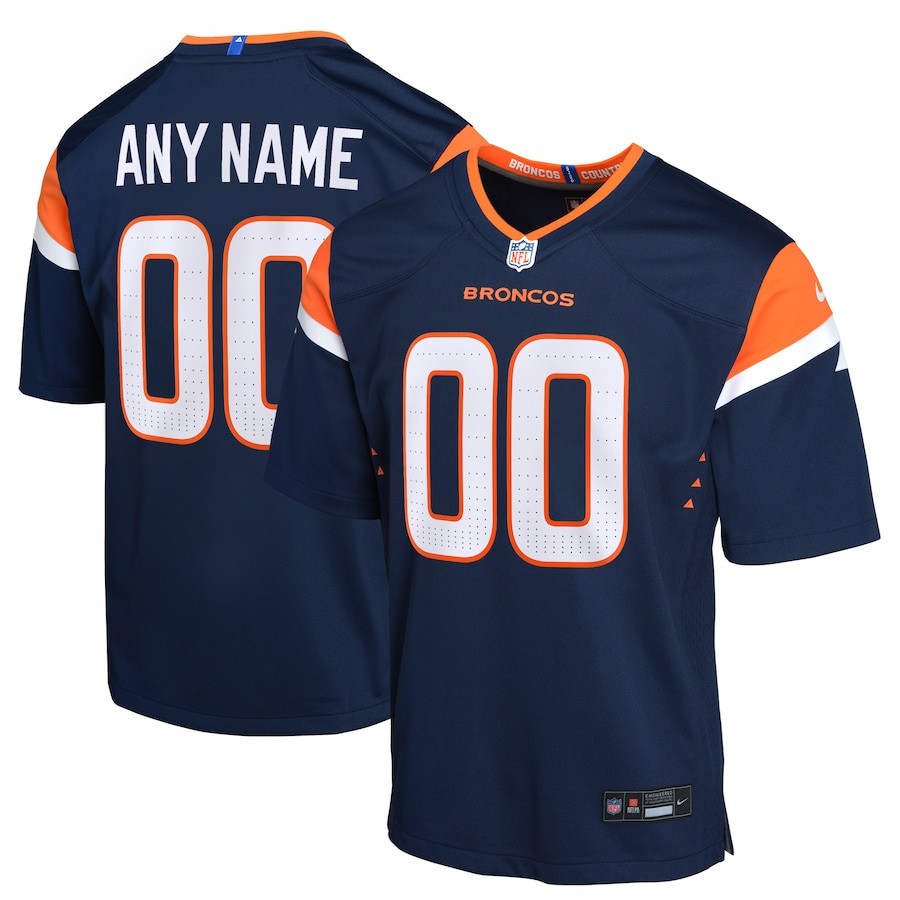 Denver Broncos Alternate Custom Game Youth Jersey - Navy Js1529