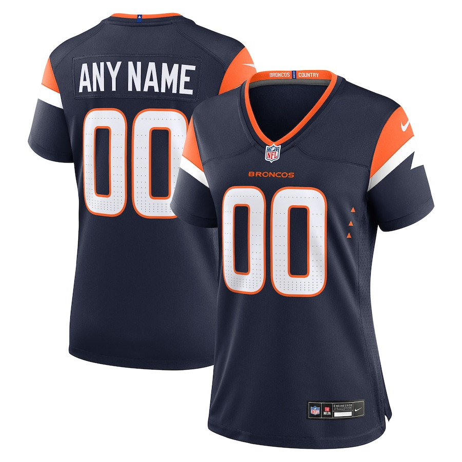 Denver Broncos Custom Alternate Game Women Jersey - Navy Js8892