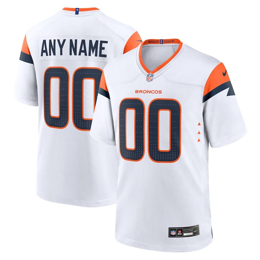 Denver Broncos Custom Game Men Jersey - White Js7159