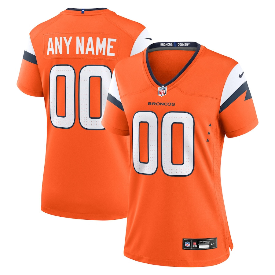 Denver Broncos Custom Game Women Jersey - Orange Js8686