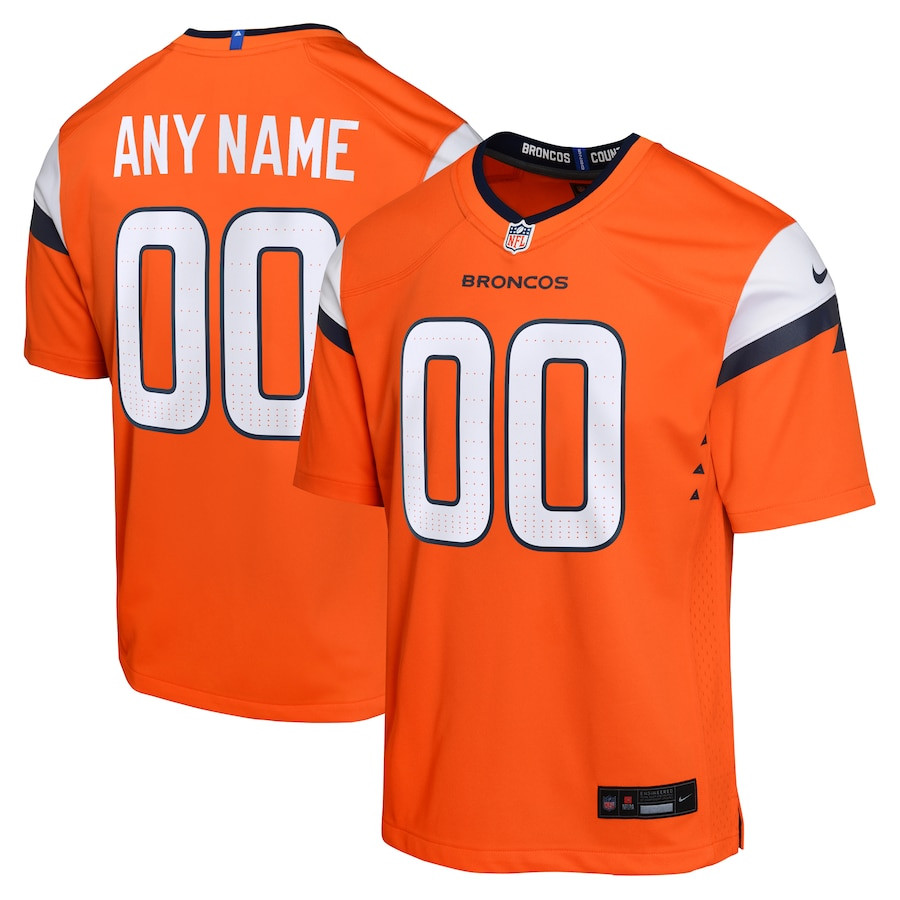Denver Broncos Custom Game Youth Jersey - Orange Js6085