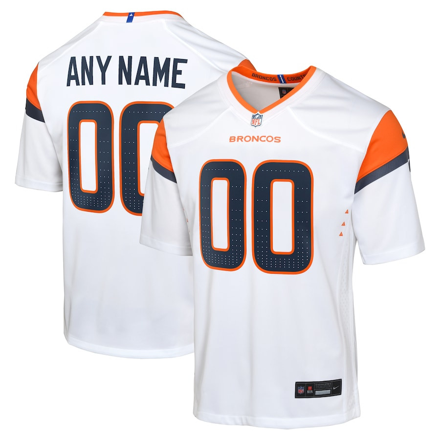 Denver Broncos Custom Game Youth Jersey - White Js6228