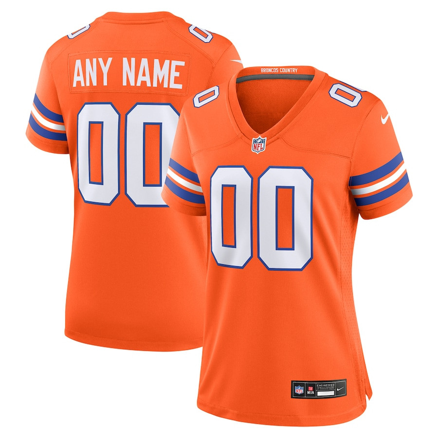 Denver Broncos Women's Mile High Collection 1977 Throwback Custom Game Jersey - Orange Js4241