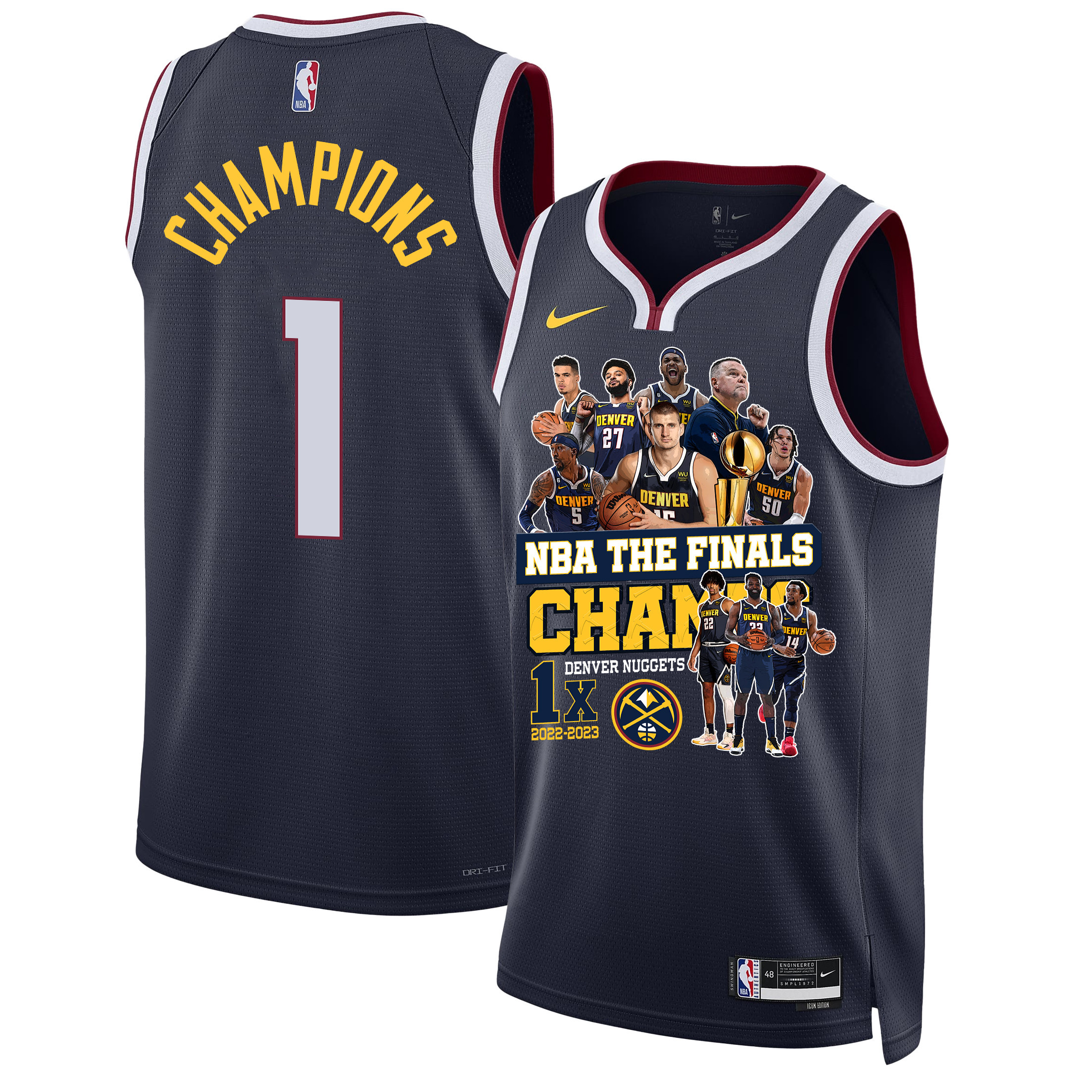 Denver Nuggets 1st Nba The Final Champions 2023 Swingman Jersey - Black