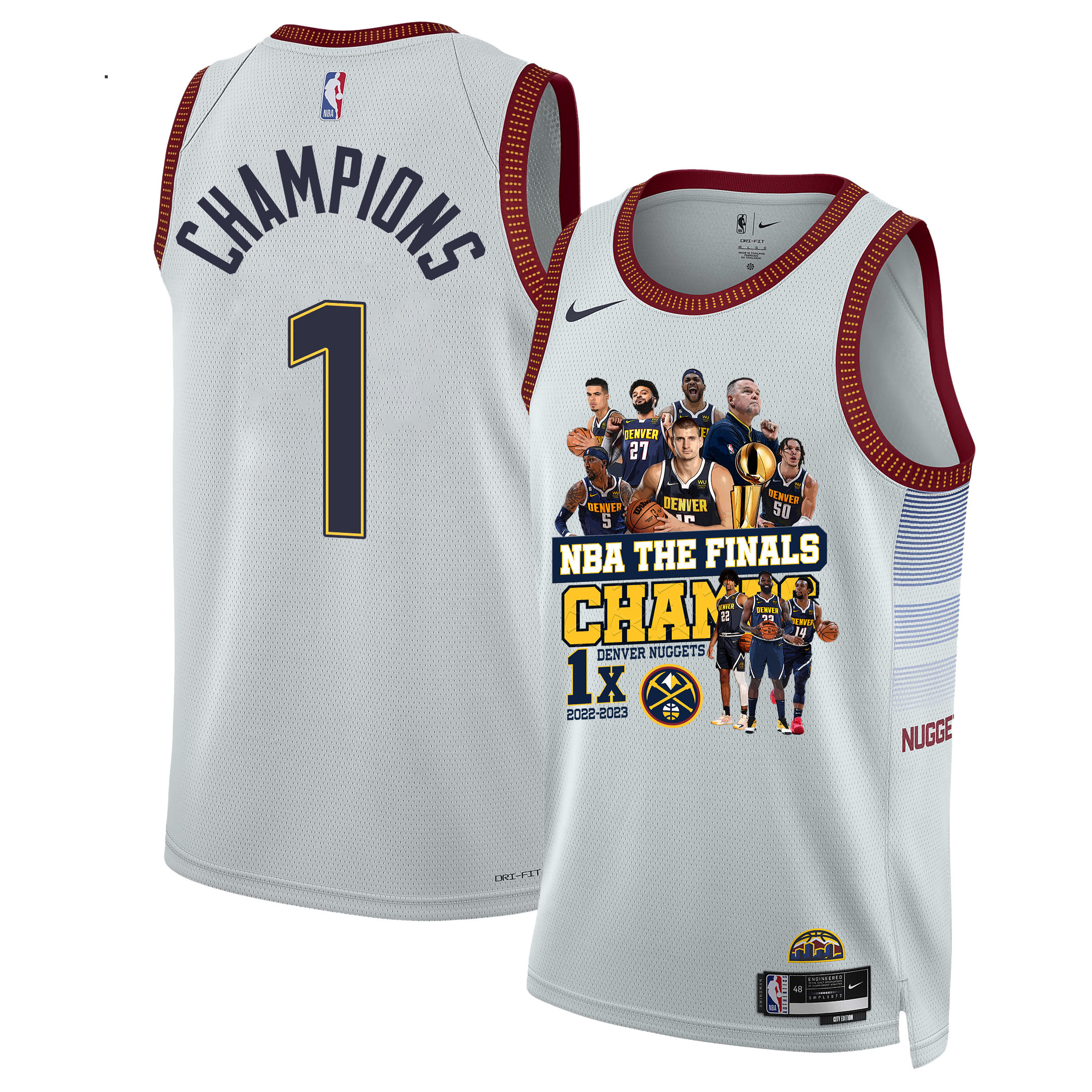 Denver Nuggets 1st Nba The Final Champions 2023 Swingman Jersey - White