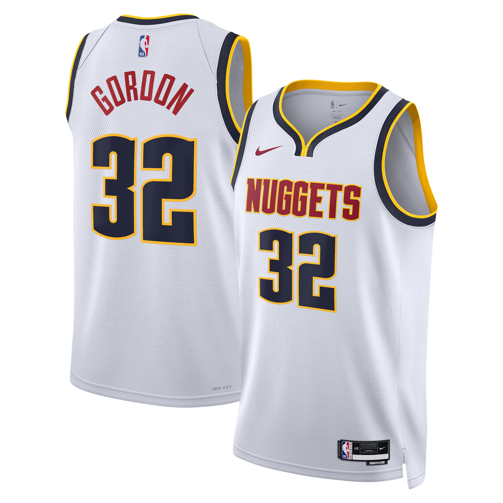 Denver Nuggets Association Edition Swingman Jersey - White - Aaron Gordon - Unisex
