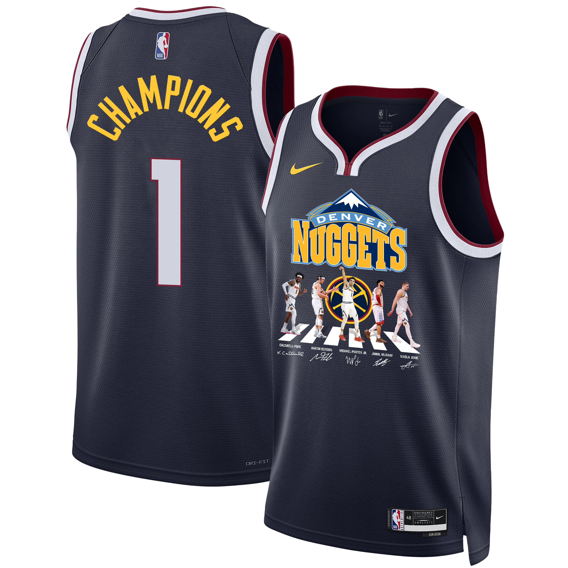 Denver Nuggets Congrats 2023 Nba Championship Signatures Swingman Jersey - Black