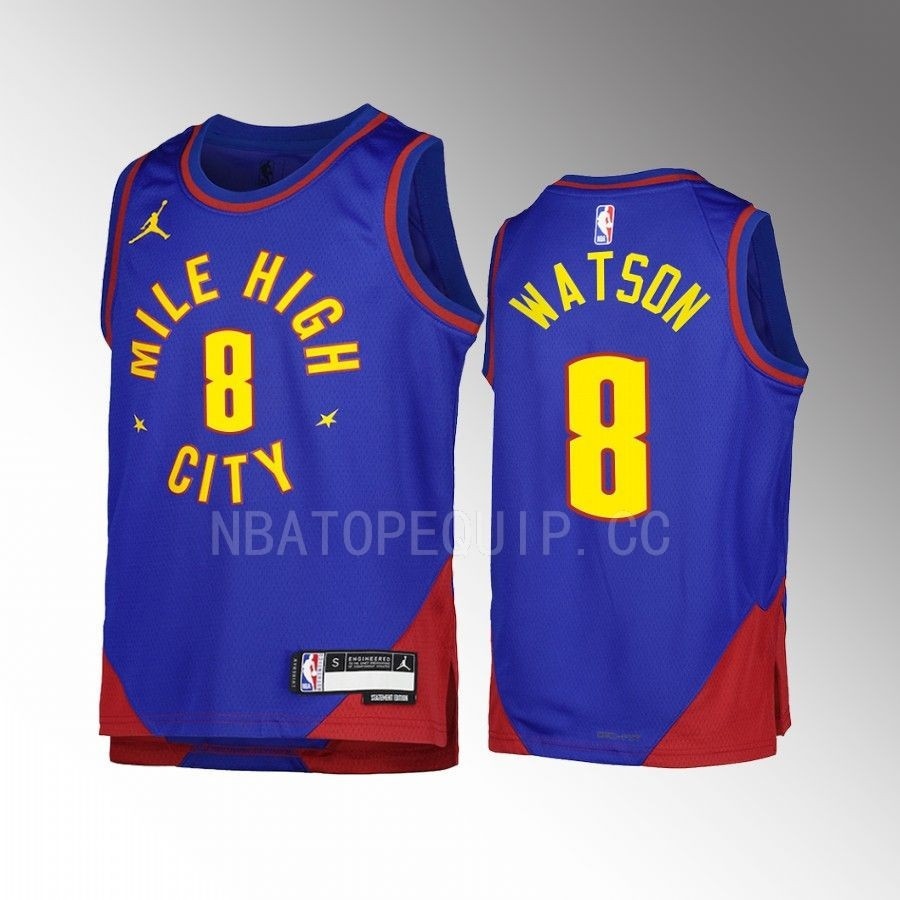 Denver Nuggets Peyton Watson 8 Statement Edition Blue Youth Men Jersey Swingman