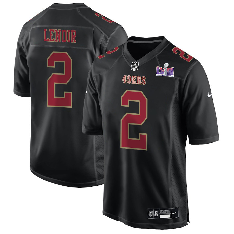 Deommodore Lenoir 2 San Francisco 49ers Super Bowl Lviii Patch Fashion Game Men Jersey - Carbon Black Js6802