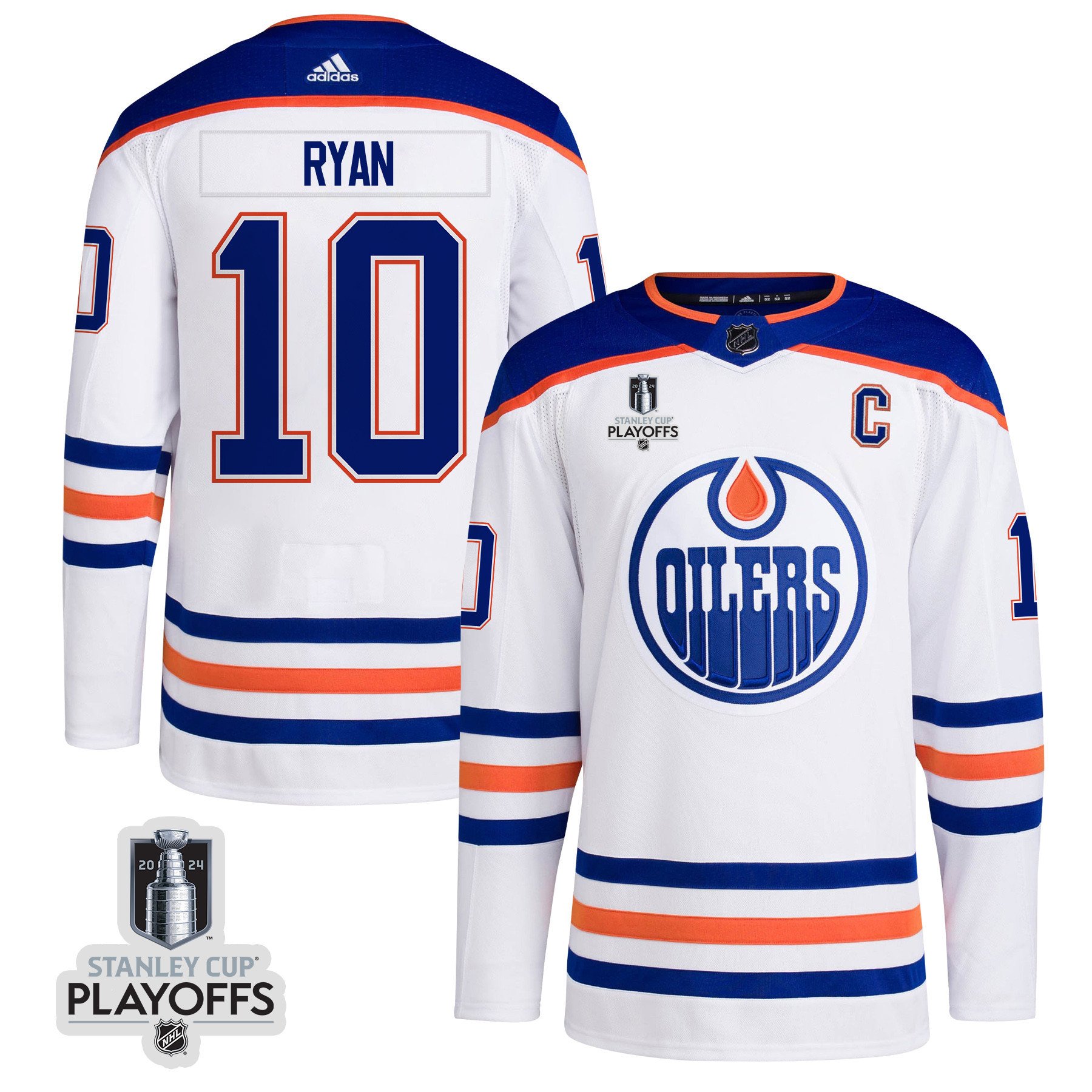 Derek Ryan 10 Edmonton Oilers 2024 Nhl Playoffs Patch Away Jersey - Men, White