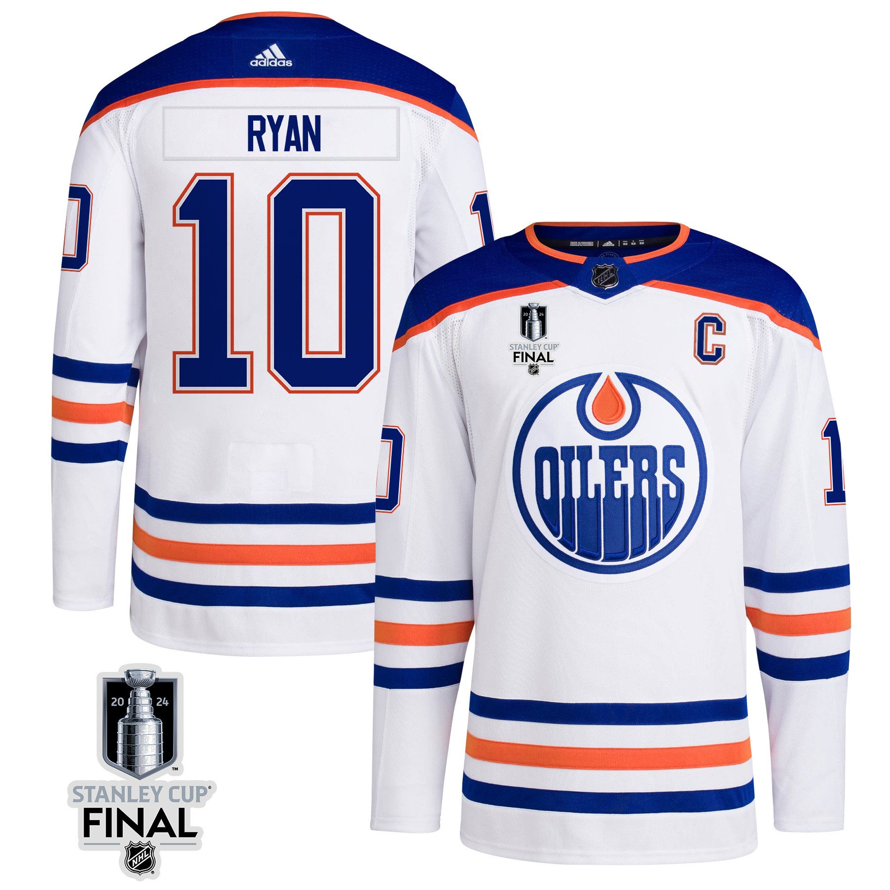 Derek Ryan 10 Edmonton Oilers 2024 Stanley Cup Final Away Jersey - Men, White
