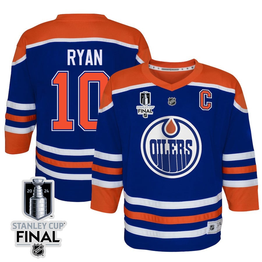 Derek Ryan 10 Edmonton Oilers 2024 Stanley Cup Final Youth Home Jersey - Royal