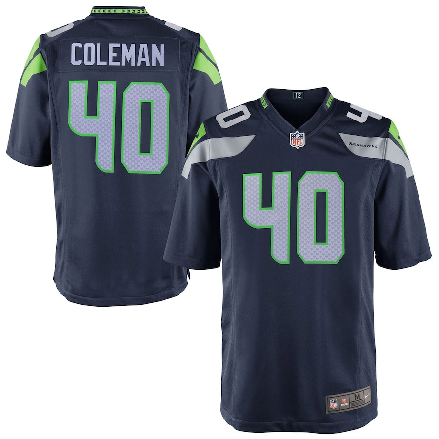 Derrick Coleman 40 Seattle Seahawks Youth Team Color Game Jersey - College Navy Js6147