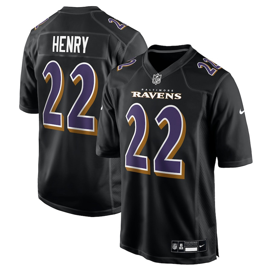Derrick Henry 22 Baltimore Ravens Fashion Men Jersey - Carbon Black Js6596