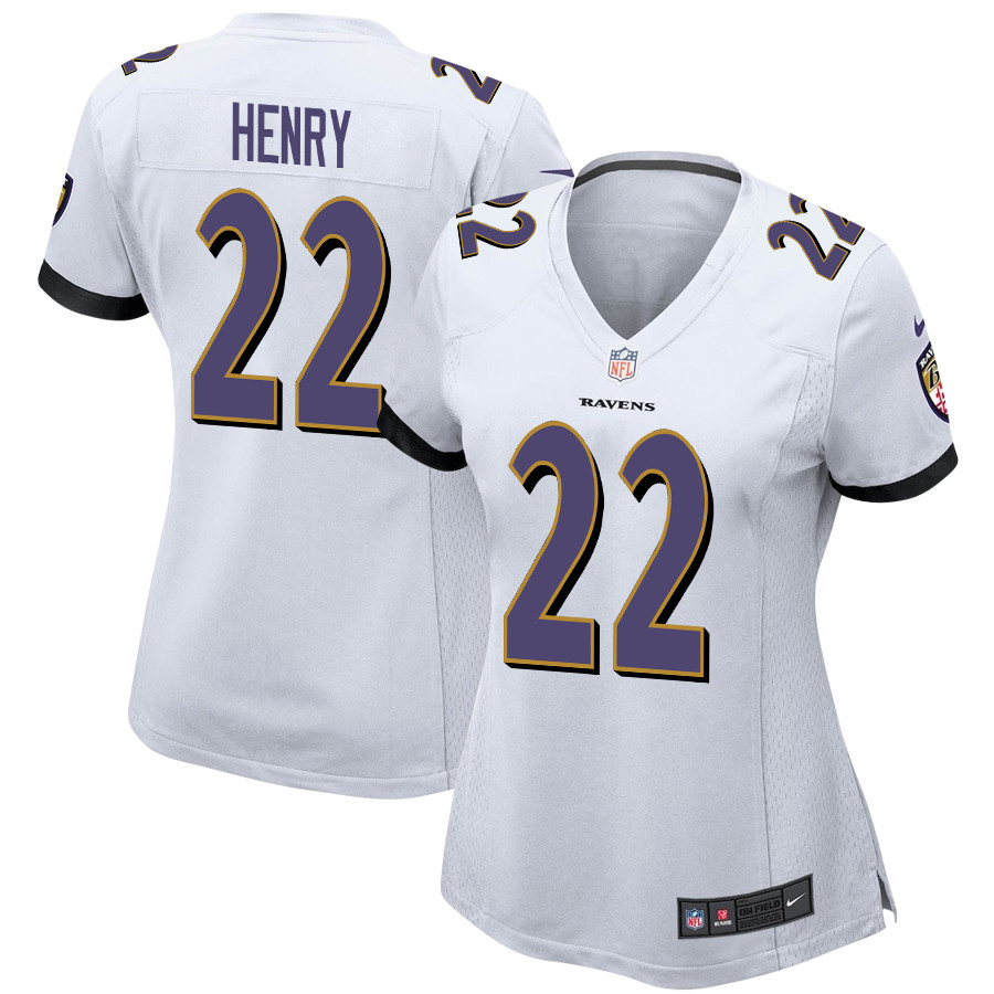 Derrick Henry 22 Baltimore Ravens Game Women Jersey - White Js1398