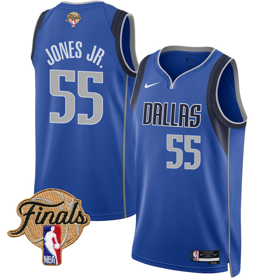 Derrick Jones Jr. 55 Dallas Mavericks 2024 Finals Patch Swingman Jersey - Icon Edition - Blue