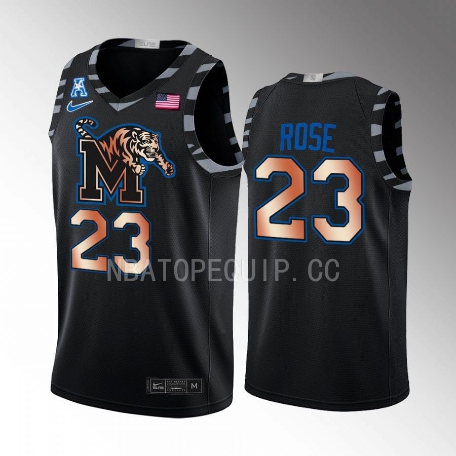 Derrick Rose 23 Memphis Tigers Black Jersey Copper College Basketball