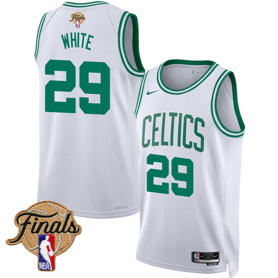 Derrick White 29 Boston Celtics 2024 Finals Patch Swingman Jersey - Association Edition - White