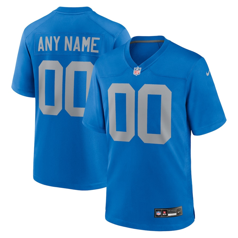 Detroit Lions Alternate Custom Game Men Jersey - Blue Js4149