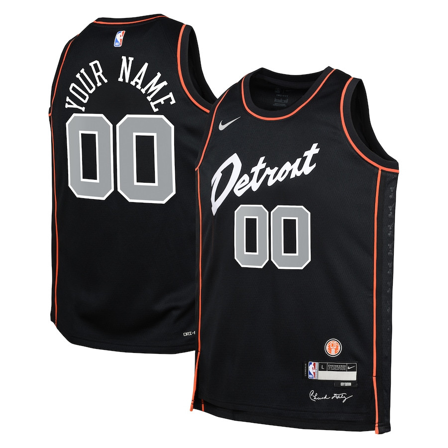 Detroit Pistons 2023/24 City Edition Swingman Custom Youth Jersey - Black
