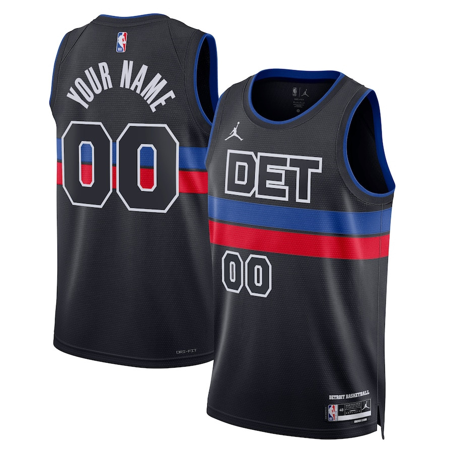 Detroit Pistons 2023/24 Statement Swingman Custom Men Jersey - Black