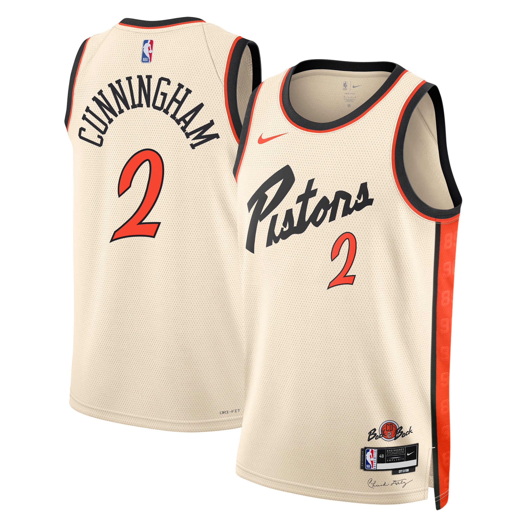 Detroit Pistons City Edition Swingman Jersey 2024 - Creme - Cade Cunningham - Unisex