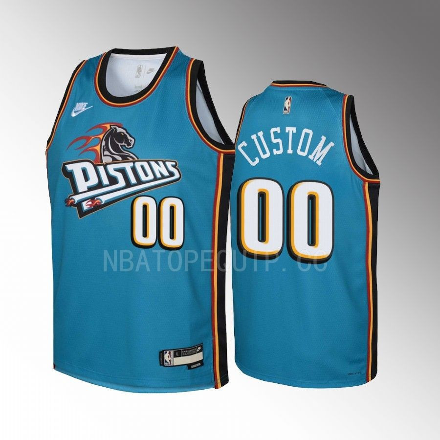 Detroit Pistons Custom 00 Classic Edition Teal Youth Jersey Swingman