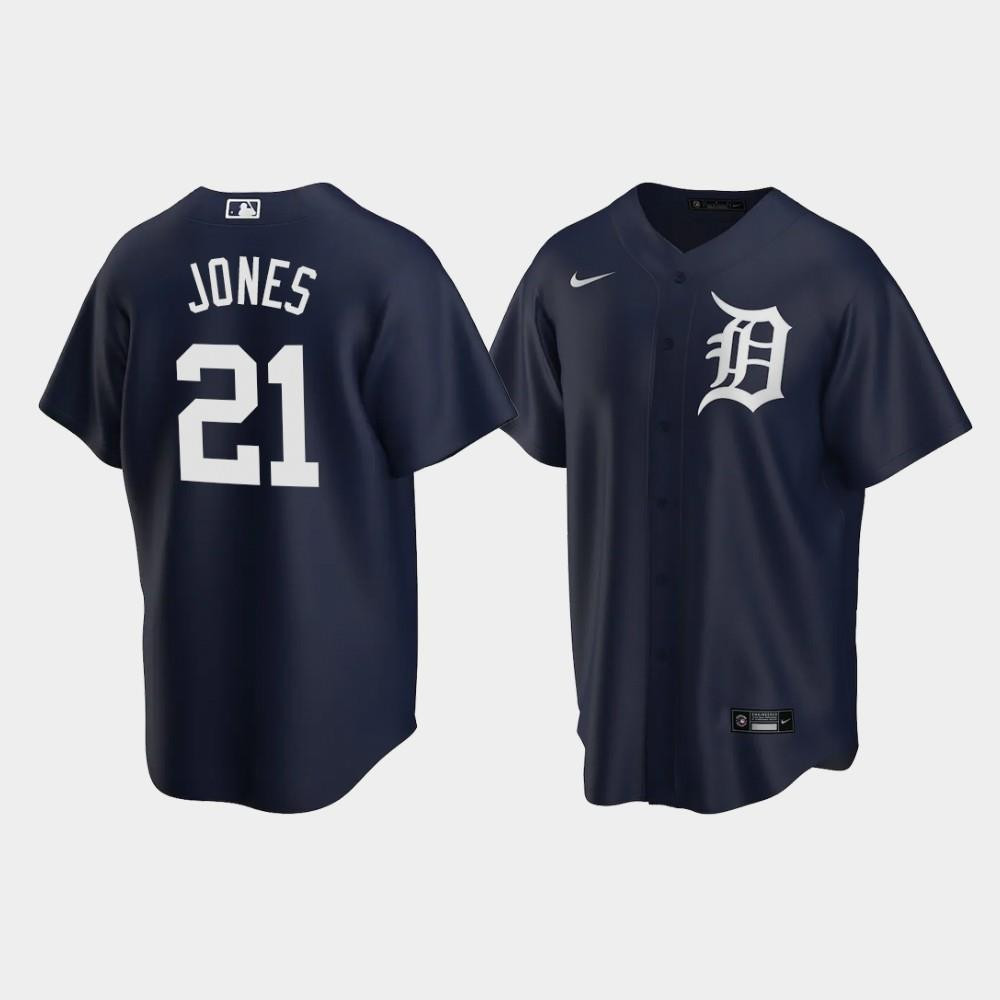 Detroit Tigers Jacoby Jones 21 Alternate Men's Jersey - Navy Jersey
