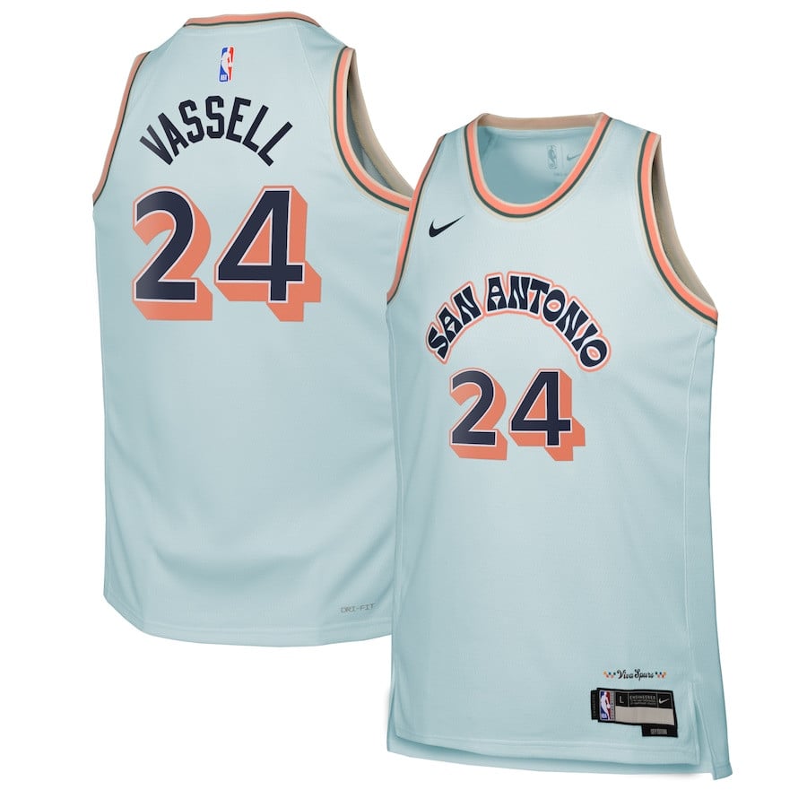 Devin Vassell 24 San Antonio Spurs 2024/25 Swingman Player Youth Jersey - City Edition - Light Blue