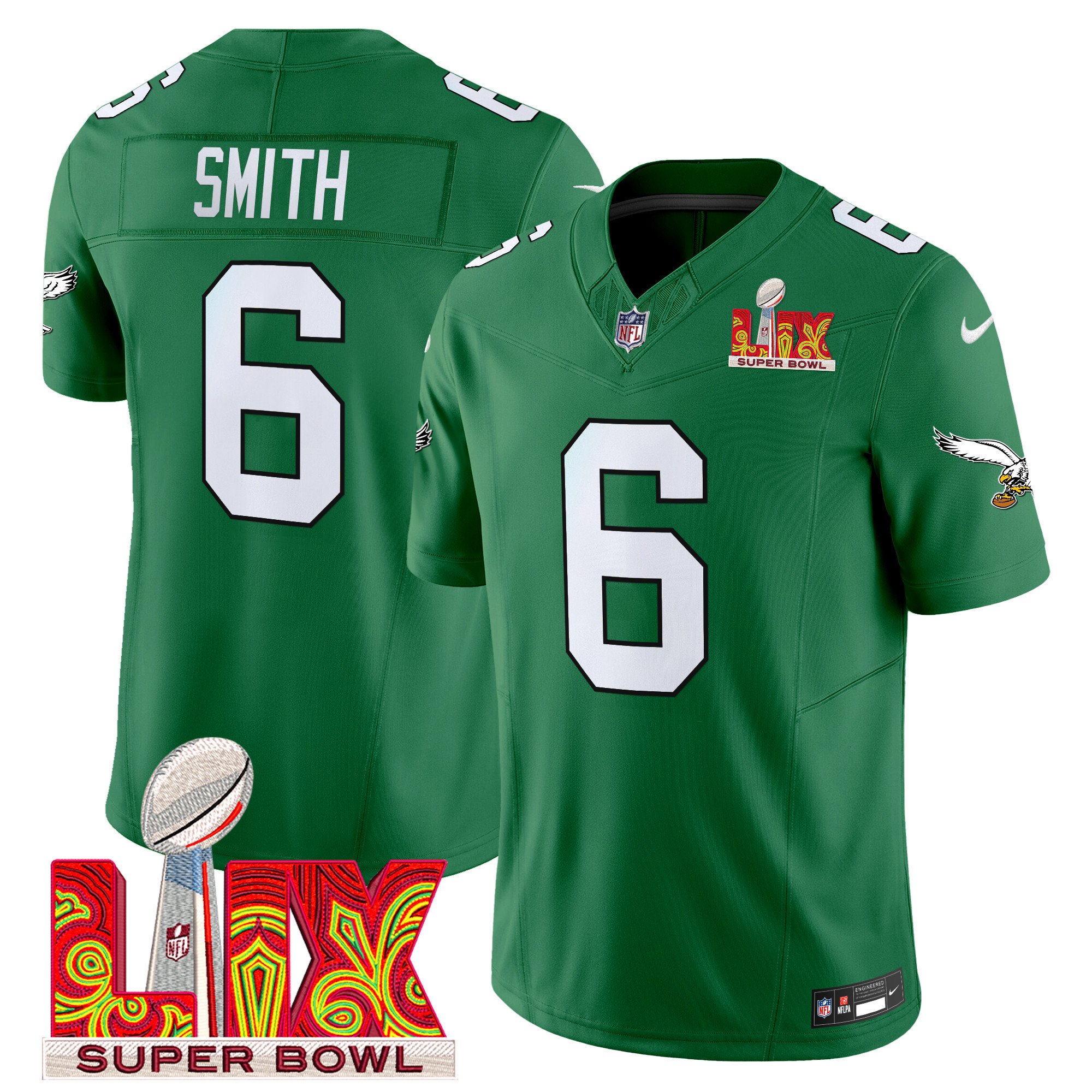 Devonta Smith 6 Philadelphia Eagles Kelly Green Super Bowl Champions Lix Patch Vapor Limited Jersey - Kelly Green Js7261