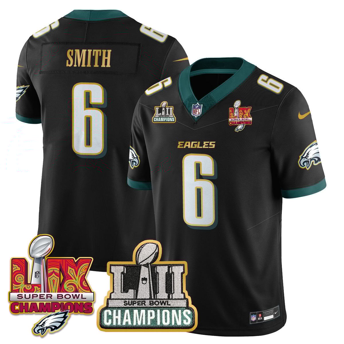 Devonta Smith 6 Philadelphia Eagles Lii-lix Super Bowl Champions Vapor Limited Gold Jersey - Black Js7950