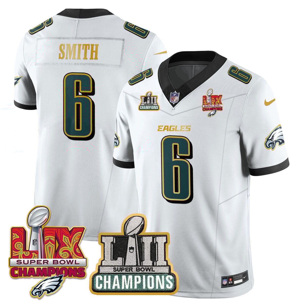 Devonta Smith 6 Philadelphia Eagles Lii-lix Super Bowl Champions Vapor Limited Gold Jersey - White Js1796