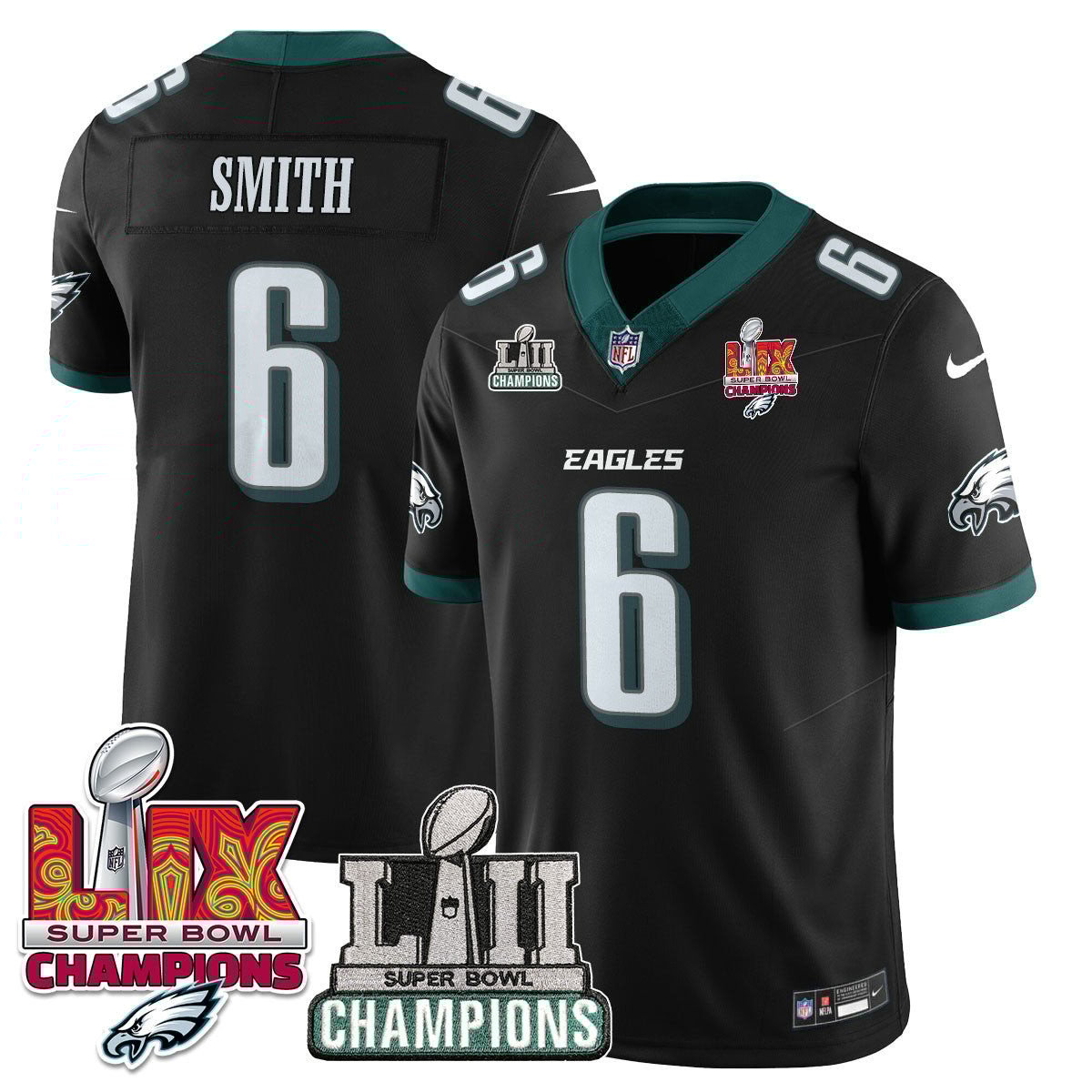Devonta Smith 6 Philadelphia Eagles Lii-lix Super Bowl Champions Vapor Limited Jersey - Black Js5354