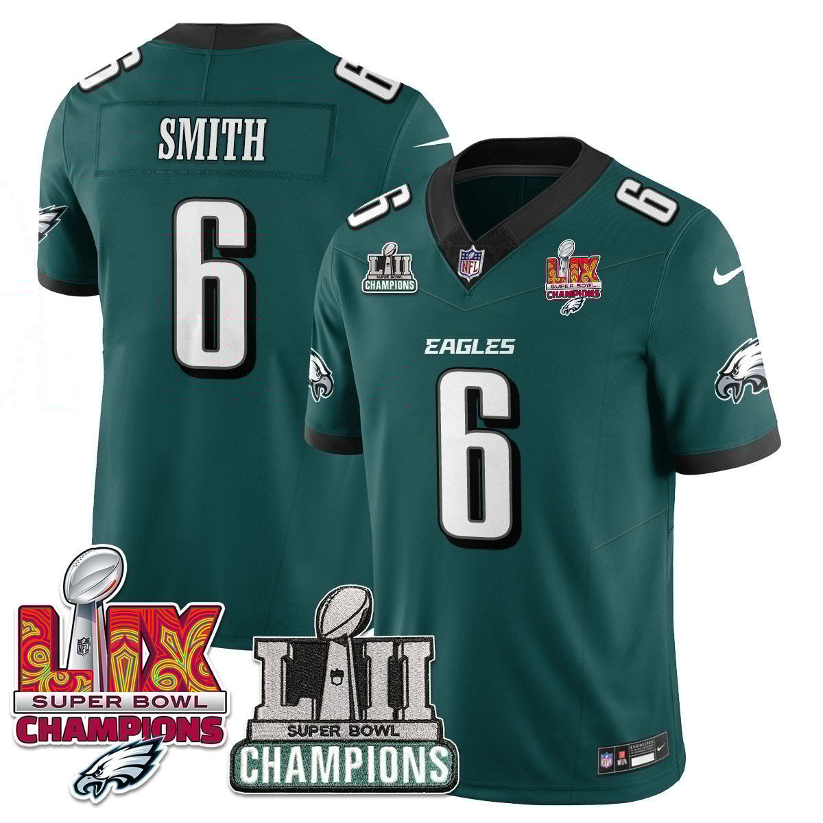 Devonta Smith 6 Philadelphia Eagles Lii-lix Super Bowl Champions Vapor Limited Jersey - Midnight Green Js8973