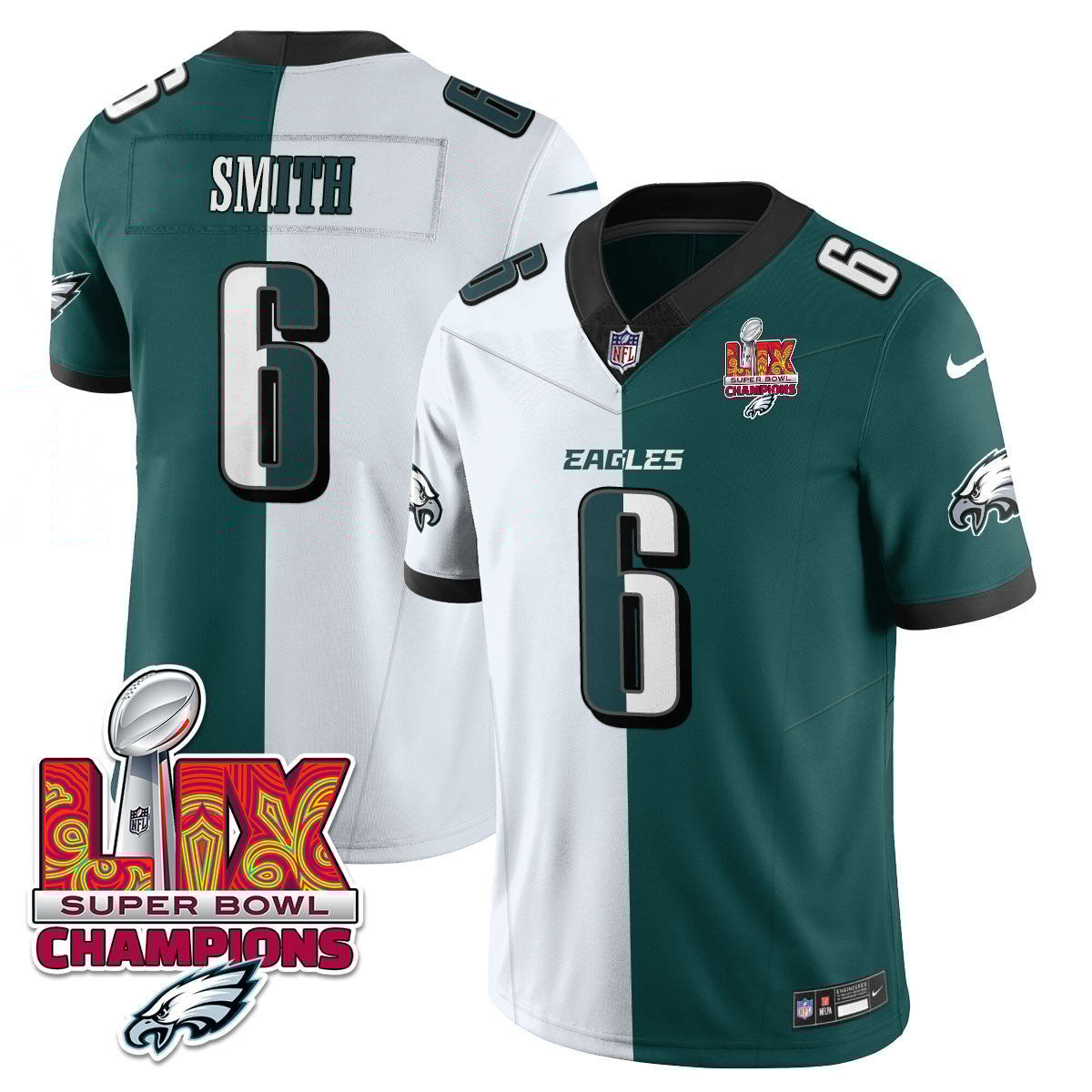 Devonta Smith 6 Philadelphia Eagles Super Bowl Lix Champions Gold Vapor Limited Jersey - Split Js4360