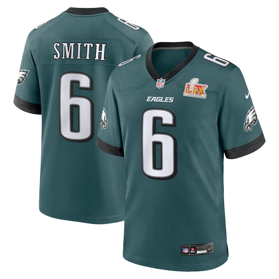 Devonta Smith 6 Philadelphia Eagles Super Bowl Lix Game Player Jersey - Midnight Green Js8159