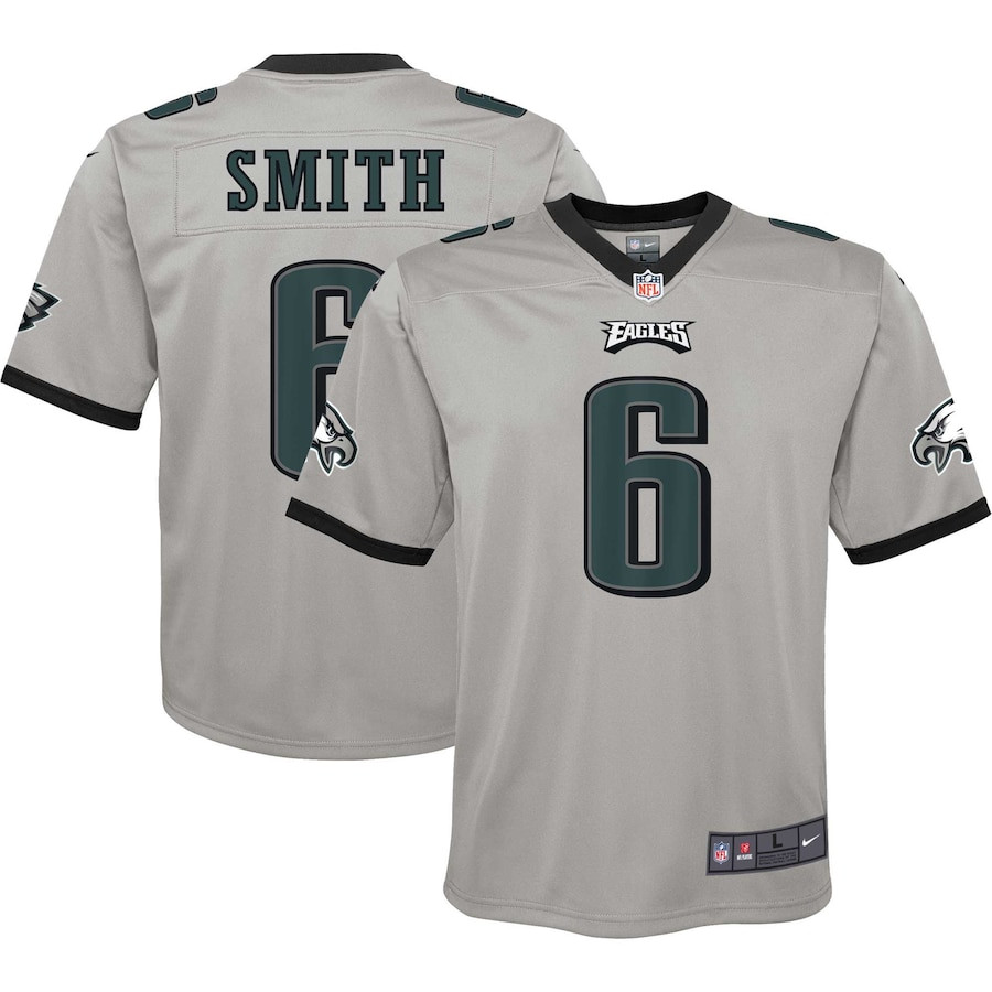 Devonta Smith 6 Philadelphia Eagles Youth Inverted Game Jersey - Silver Js8391