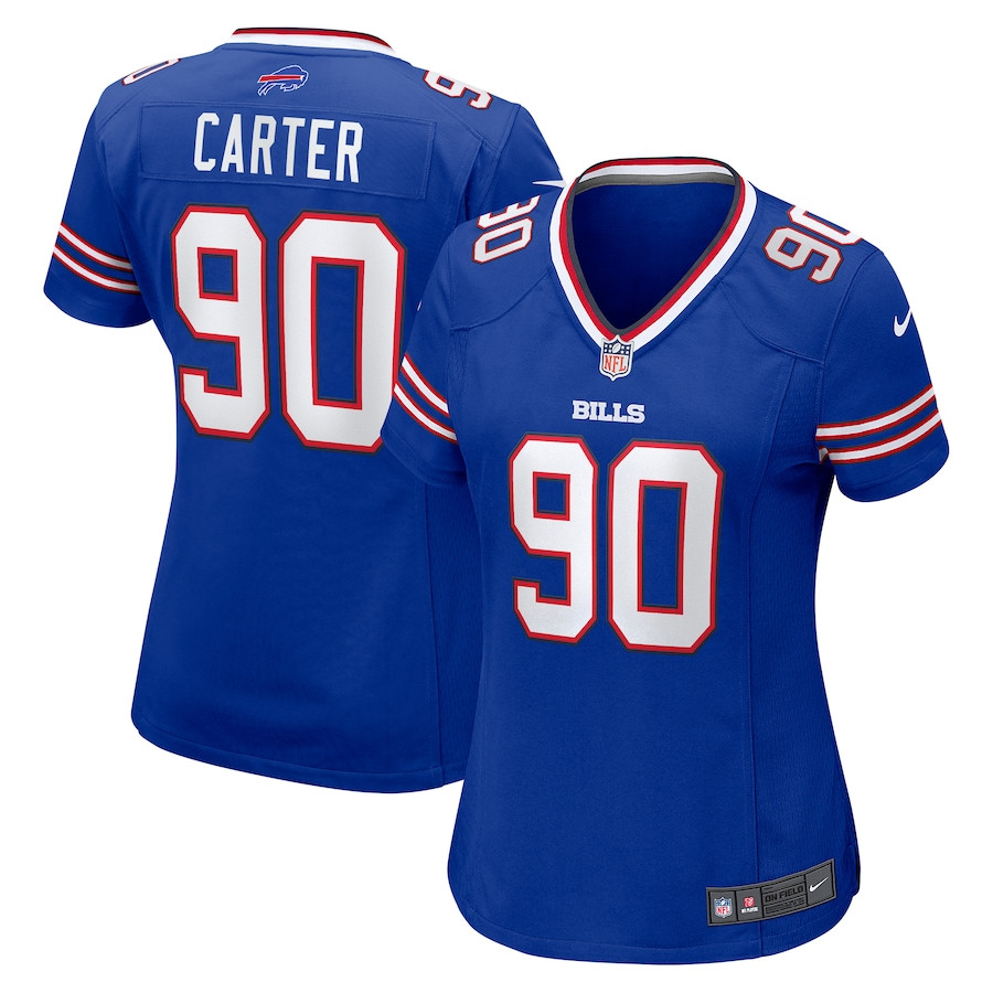 Dewayne Carter 90 Buffalo Bills Women's Game Jersey - Royal Js9232