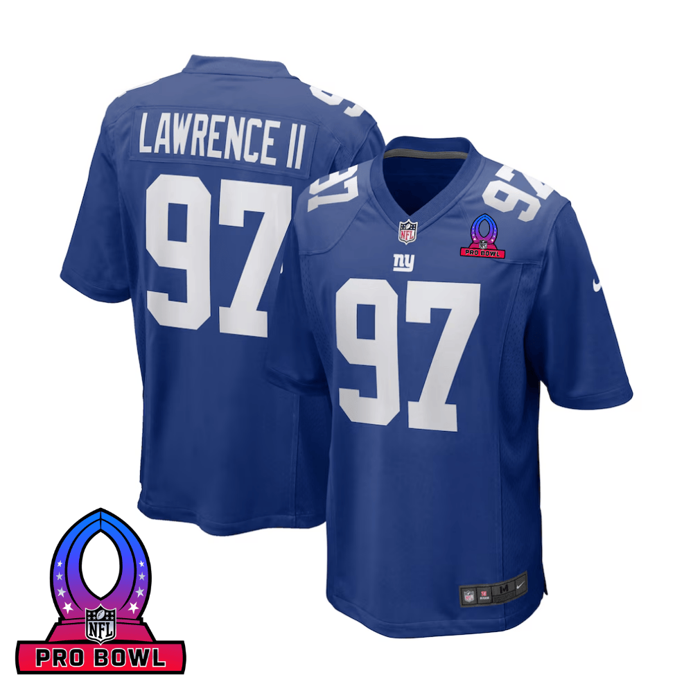 Dexter Lawrence Ii 97 New York Giants 2025 Pro Bowl Patch Game Men Jersey - Royal Js8061