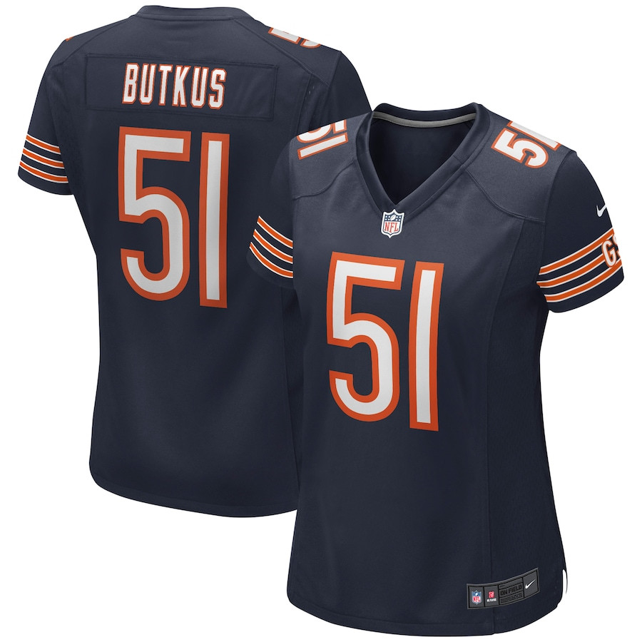 Dick Butkus 51 Chicago Bears Women Game Retired Jersey - Navy Js4235
