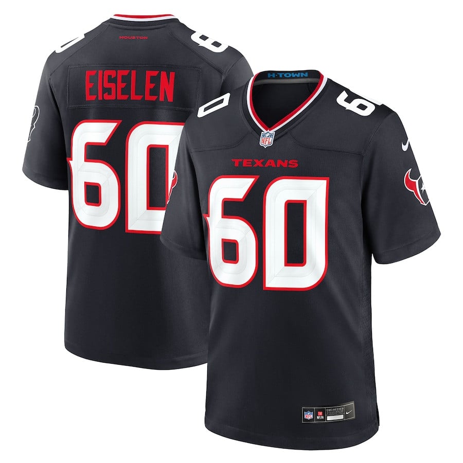 Dieter Eiselen 60 Houston Texans Team Game Men Jersey - Navy Js8720
