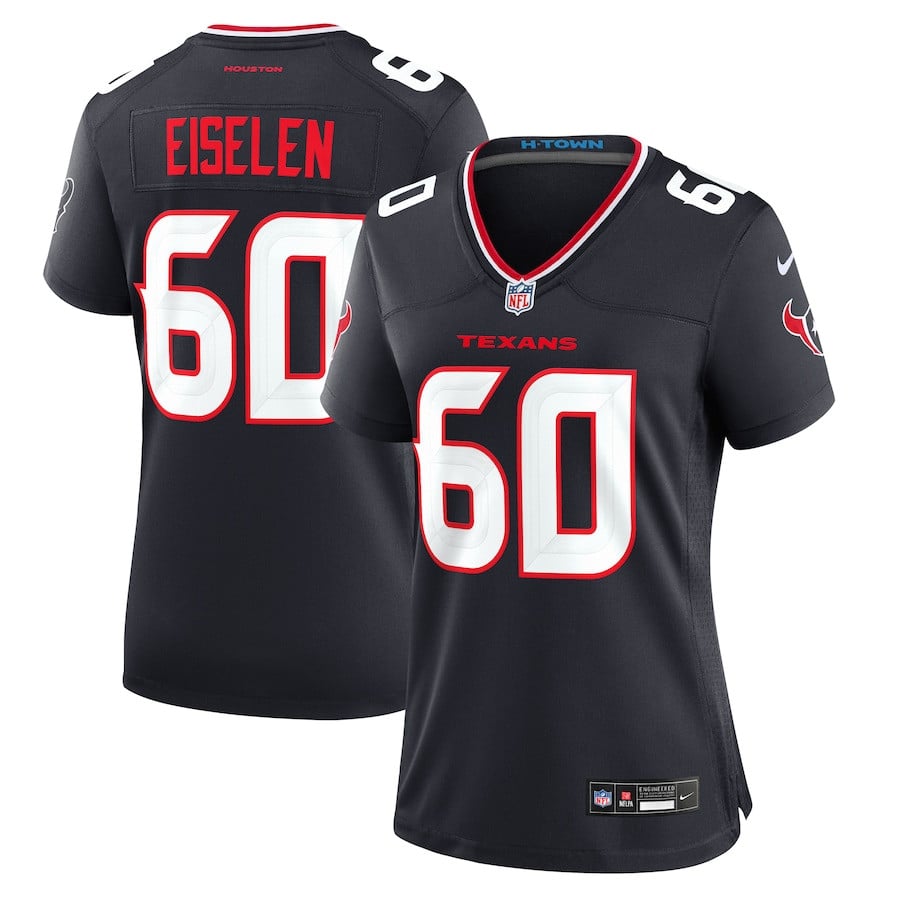 Dieter Eiselen 60 Houston Texans Women's Team Game Jersey - Navy Js6521
