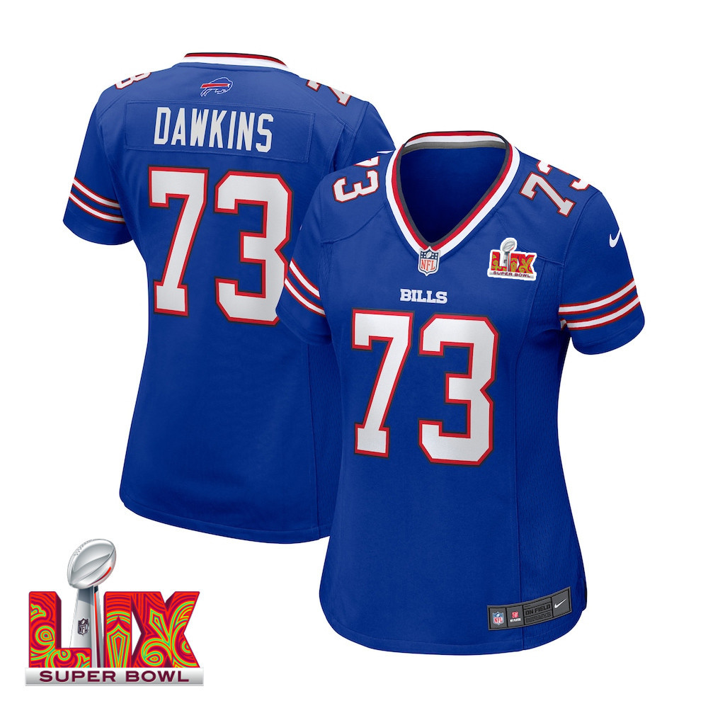 Dion Dawkins #73 Buffalo Bills Super Bowl Lix Women's Jersey - Royal Js1241