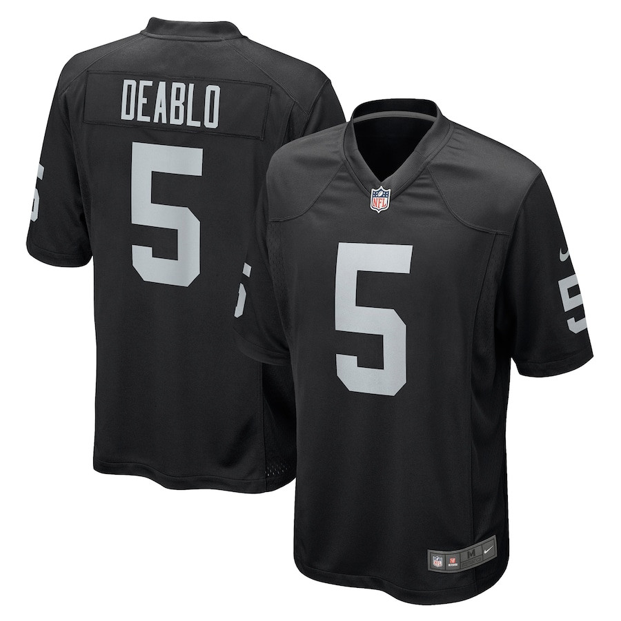 Divine Deablo 5 Las Vegas Raiders Men Game Jersey - Black Js3714