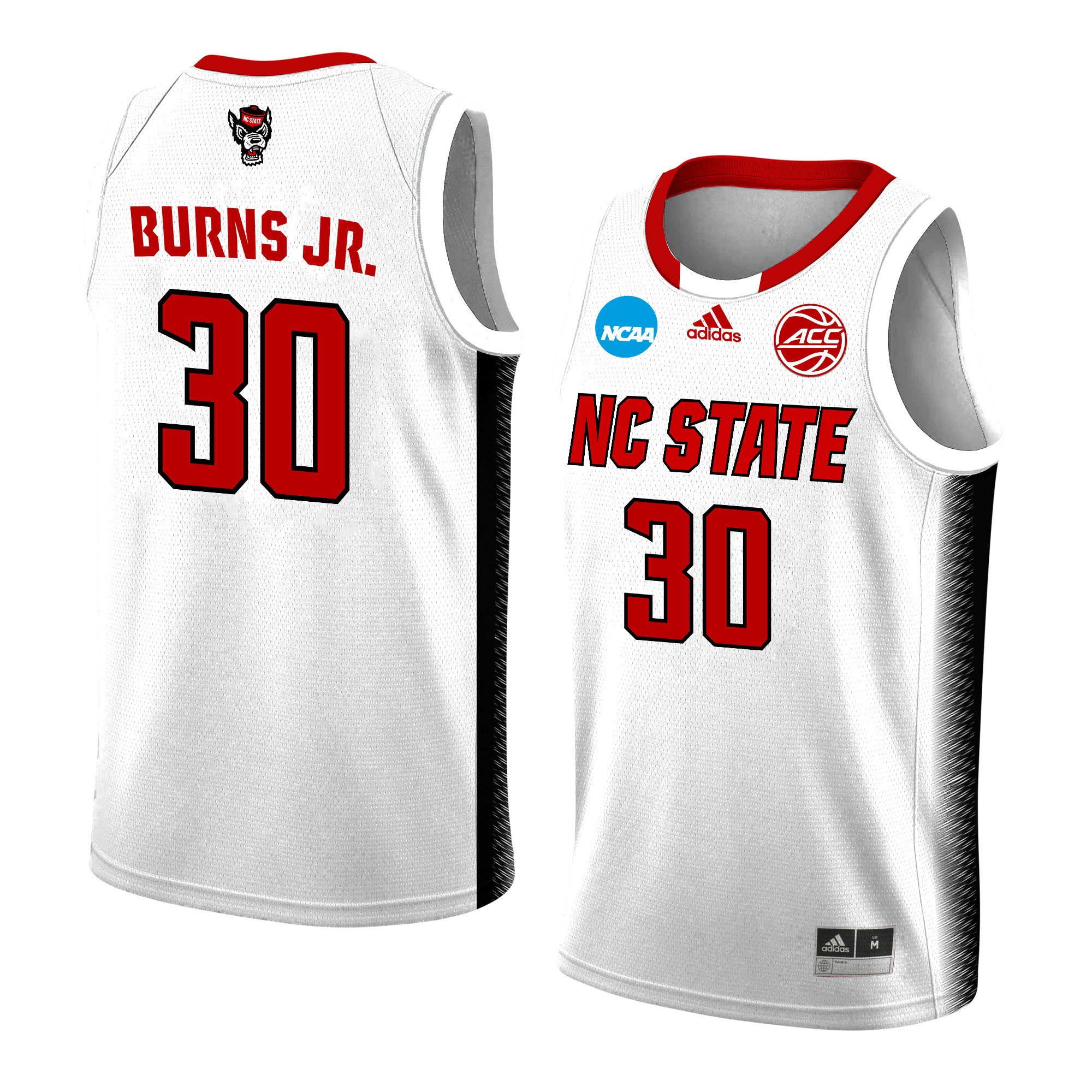 Dj Burns Jr. 30 Nc State Wolfpack 2024 Men's Basketball Jersey - White, Unisex Jersey