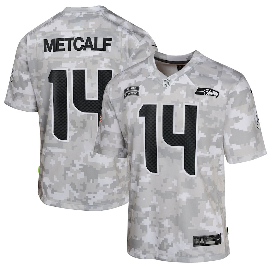 Dk Metcalf 14 Seattle Seahawks 2024 Salute To Service Game Youth Jersey - Arctic Camo Js8417