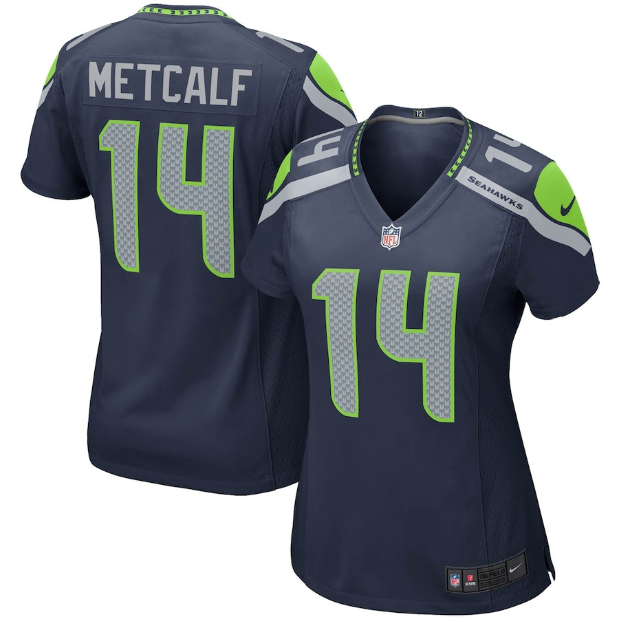 Dk Metcalf 14 Seattle Seahawks Women Game Jersey - College Navy Js2671