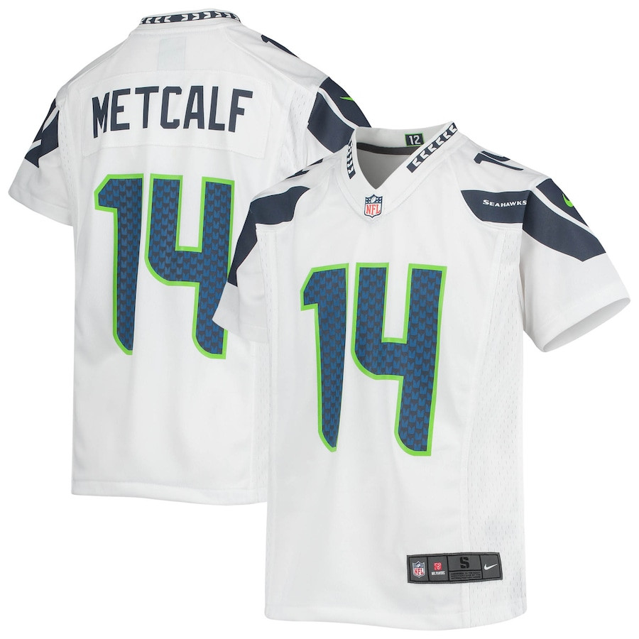 Dk Metcalf 14 Seattle Seahawks Youth Game Jersey - White Js2380